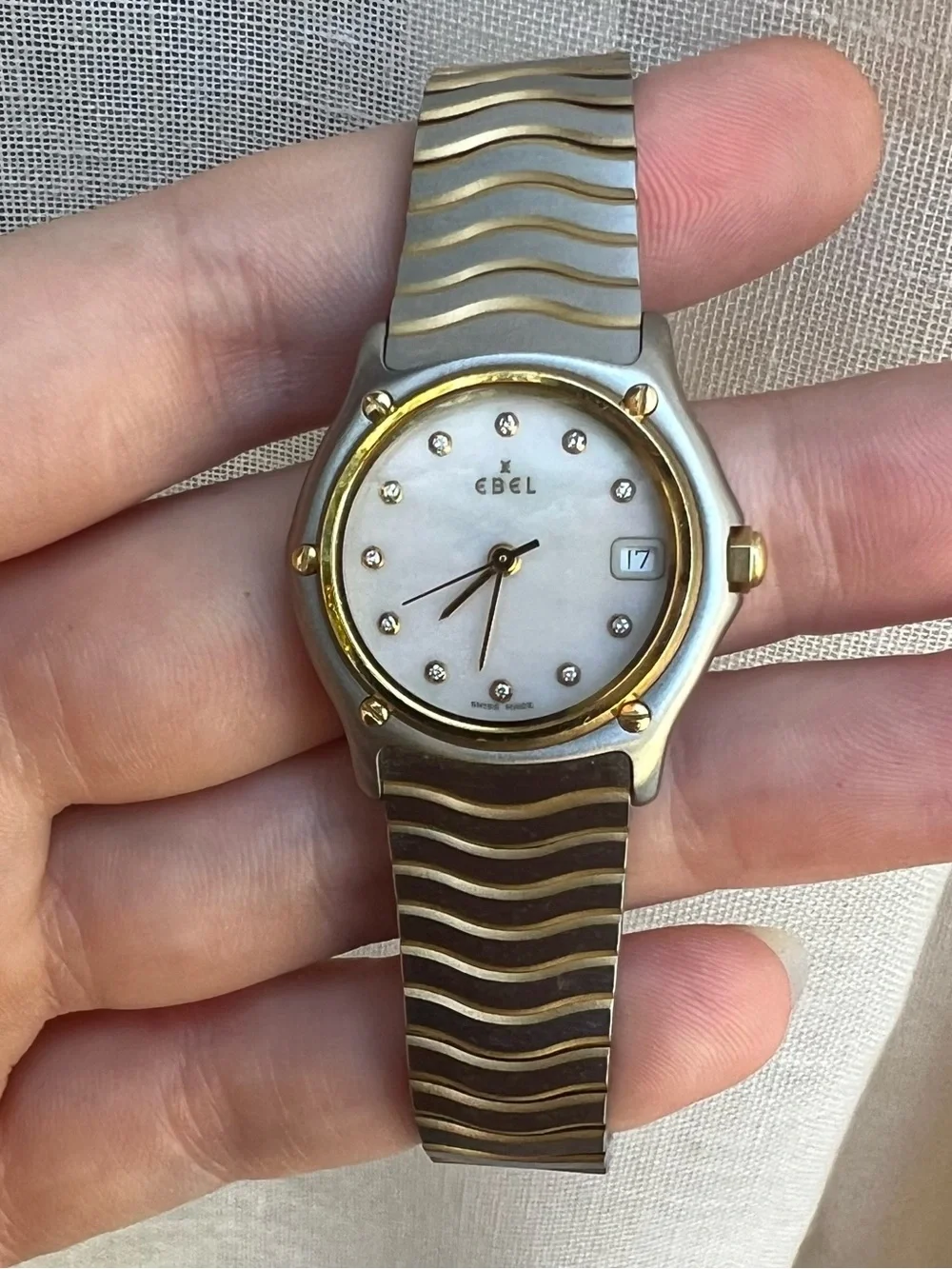 EBEL Two-Tone Gold & Silver Mother-of-Pearl Women's Smartwatch-Style Timepiece